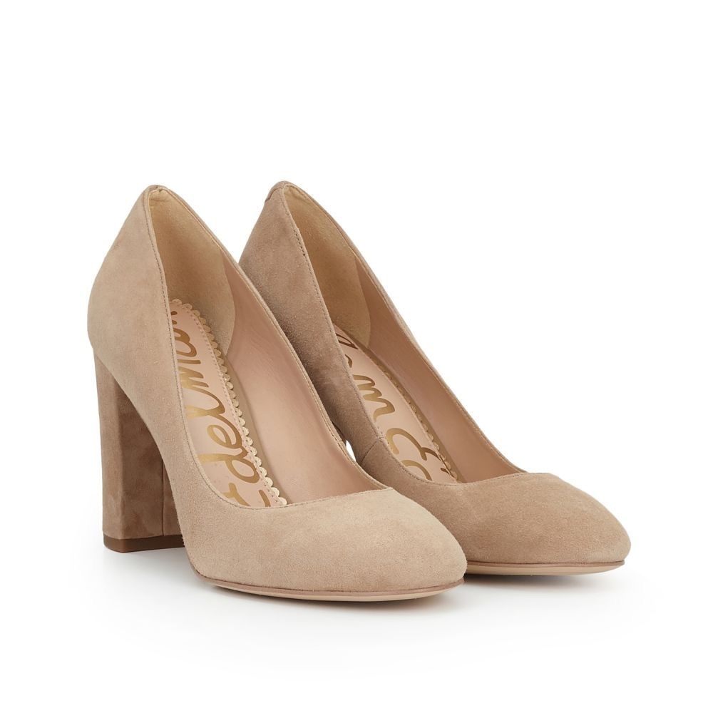 Sam Edelman “Stillson” Suede Block Heel - Nude